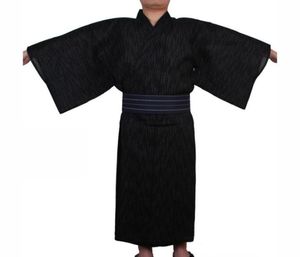 Männer Japanische Samurai Kostüme Kimono Jinbei Haus tragen lose Baumwolle schwarzer Yukata traditioneller Kleidung Pyjamas Nachthemd Robe2926251