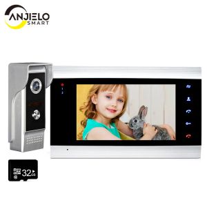 Türklingeln Home Video Intercom Videotürbell für Wohnung 7 Zoll Monitor 1200TVL Türklingelkamera mit Bewegungserkennung Autoaufnahme