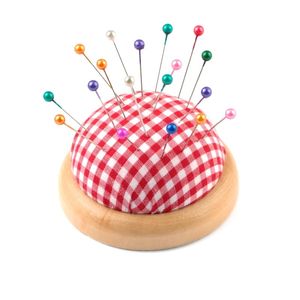 1 st kulformad DIY Craft Needle Pin Cushion Holder With Wood Bottom Sewing Pin Cushion Home Syverktyg Tillbehör