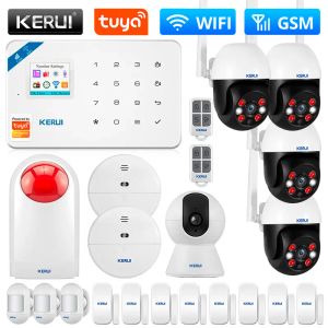 Kits Kerui W181 Tuya Smart WiFi GSM Security Alarm System fungerar med Alexa Home Motion Detector Door Window Sensor IP -kamera