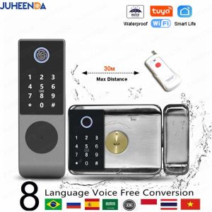 Lock Outdoor wasserdichte Tuya WiFi Smart Fingerabdruck Schloss digitaler Code IC -Karte App Remote Unlock Home Garden Gate Tür Elektronisch Schloss