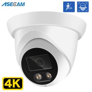 Cameras 8MP 4K IP Camera Outdoor ASECAM Face Detection Audio Dual Light H.265 Onvif CCTV Metal Dome Video Surveillance Camera RTSP