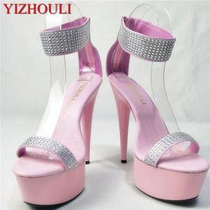 Dance Shoes 15 Cm High With Pink Glass Slipper Thick Bottom Waterproof Princess Sandals