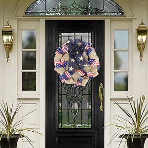 Fiori decorativi telaio della finestra con ghirlanda del 4 luglio Memorial Day Door di aspirazione patriottica patriottica