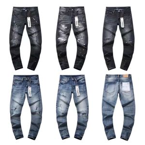 2024 New Desinger para a marca roxa Hole Jean Men Men Ponts Tendências Trendadas Slim Fit Pant Motorcycle Jeans Mens roupas