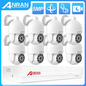 System Anran 3K 5MP Surveillance PoE System Kit Security CCTV IP Camera Set Two Way Audio Color Night Vision AI Smart PTZ Detection Kit