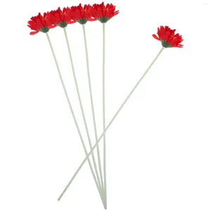 Dekoratif Çiçekler 5 PCS Yapay Gerbera Daisy Buket Saplar Ev için Gelin Düğün Çiçek Düzenlemeleri