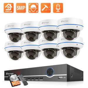 System Techage H.265 CCTV Camera System 8CH 5MP POE NVR Комплект Audio Record Dome Security IP -камера Вандалепроницаемая P2P Video Surveillance