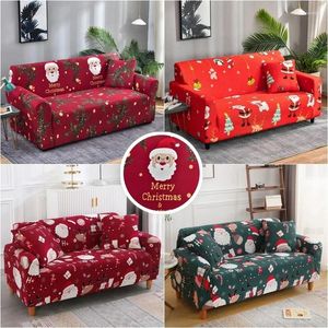 Stol täcker juldekor soffa täckning för vardagsrum spandex l form hörn soffan slipcovers elastiska Xmas jultomten hem