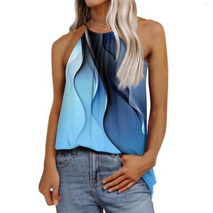 Women's Tanks Summer Women Camisole Tank Top Casual Solid O-neck Adjustable Spaghetti Strap Basic Female Tops Gradient