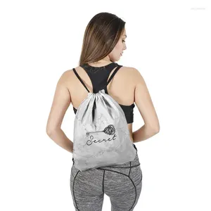 Drawstring baskılı desen çantası spor salonu sırt çantası seyahat sporları günlük plaj plaj sırt çantası A69c