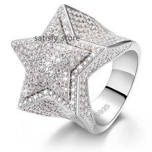 Dropshipping Fine Hip Hop Jewelry Iced Out 925 Sterling Silver VVS Moissanite Diamond Star Ring For Men Women