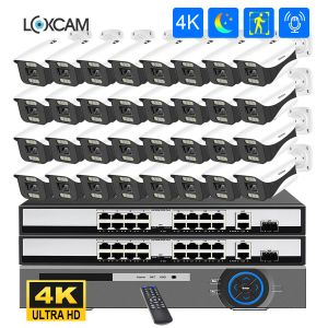 System loxcam 32CH CCTV System bezpieczeństwa System 4K Ultra HD Waterproof Outdoor Color Nocne Nocne wideo Zestaw kamery audio 6T