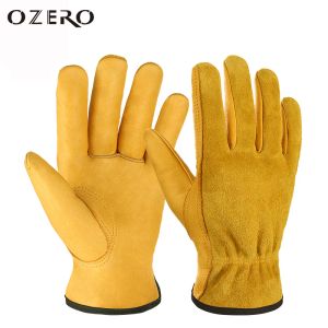 Cameras Ozero Men Work Gloves Soft Cowhide Driver Hunting Driving Farm Garden Welding Security Protection Safety Workers Mechanic Glove