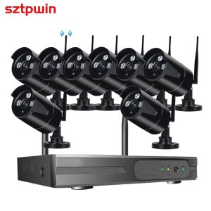 Cameras PlugandPlay 8CH 3MP Audio Wireless NVR Kit P2P1080P Indoor Outdoor Night Vision Security 3MP audio IP Camera WIFI CCTV System