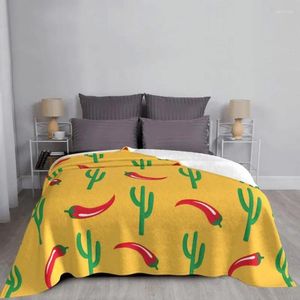 Cobertores chili peppers cactus flanela mola/outono multifuncional super quente cobertor para casas de cama em casa lances
