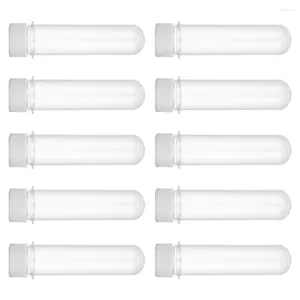 Garrafas de armazenamento 10 PCs engarrafado tubos de plástico transparente com tampas de contêineres portáteis de doces