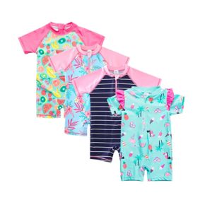 Roupas de banho antes de roupas de banho para meninas garotos de maiô de uma peça de bebê de maiô de manga curta Nylon