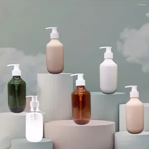 Liquid Soap Dispenser 1pc Plastic Bottle 300ml Shampoo Round Shoulder Brown Transparent Shower Gel Hand Sanitizer Foam Bottlev