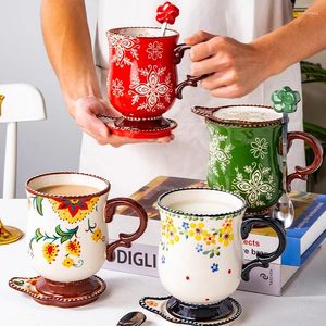 Kubki w stylu nordyckim ceramicznym kubkiem naczynia z okładką delikatnej mlecznej filiżanki śniadaniowej zestaw herbaty lekkie przybory kuchenne