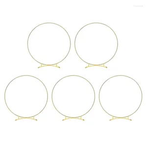 Party Supplies 5Pcs Metal Curved Base Floral Hoop Centerpiece Set For Table Gold Wreath Rings With Stands Decorations