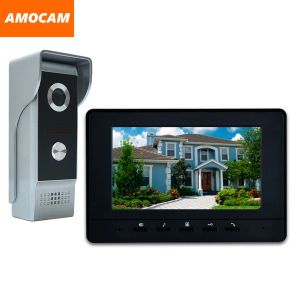 İnterkom 7 inç LCD Monitör Kapı Kablolu Video İntercom Kapı Zili Sistemi Video Kapısı Telefon Gece Görme Alüminyum Alaşım Kamera Video İntercom