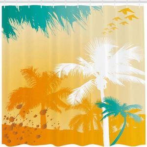 Duş perdeleri moda perde tropikal stil canlı palmiye anahat ve şık grafik su geçirmez kumaş banyo dekorasyon
