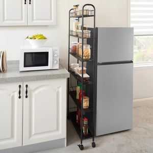 Kitchen Storage 6-Tier Rolling Cart Gap Slim Slide Out Tower Rack With Wheels 6 Baskets Bathroom Laundry Narrow Piaces U