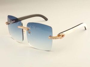 2019 Novo luxo da moda diamante Ultra Light Big Box Glassses 352412d3 Horns mistos naturais Mirror pernas óculos de sol DHL 7766699