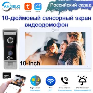 Dörrklockor 10 tum Video Intercom Kit i ett privat hus WiFi 1080p samtalspanel Dörrklockkamera Dörrtelefon för lägenhet Hem Tuya Smart