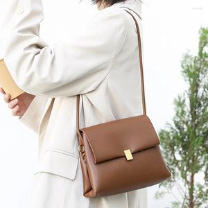 Shoulder Bags Casual Retro Lock Underarm Bag Internet Celebrity Fashion Soft Leather Double-Layer Flap Crossbody Women's