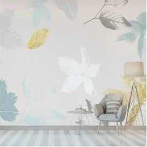 Wallpapers Milofi Nordic Minimalist Small Clear Hand Painted Golden Leaves Bedroom Large Wallpaper Mural Tv Background Wall