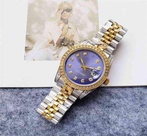 o l e x watches wristwatch Luxury designer purple r dial silver case diamond scale luxury lady mechanical watch7854474