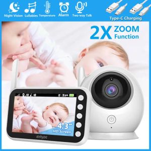 Monitorer 2024 Baby Monitor 4.3Ich 2.4 GHz WiFi Color Camera Twoway Audio Night Vision Wireless Video Security Monitoring Room ABM100