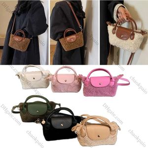 Plush Messenger Bagwomens Fashion Handbag for Cosmeticmultiple Slots Zipper Pursesolid Color Fashionable Versatile Totes