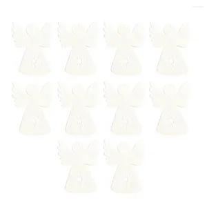 Estatuetas decorativas 10pcs Ornamentos de madeira de madeira de Natal Tags de madeira de madeira decoração pendente (branco)