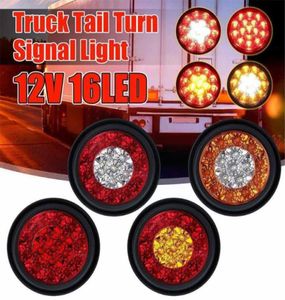 Emergency Lights 1Pcs 12V 16 LED Car Round Amber Red Taillights Rear Fog Light Stop Brake Running Reverse Lamp For Truck Trailer L2499278