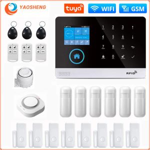 Kits PG103 Wireless WiFi GSM Alarm mit Metalldetektorfenstertürsensor Smart Home Kit Sicherheitsalarm für Tuya App