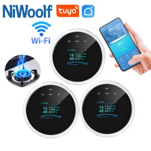 Detektor WiFi Gas Sensor Tuya Natural Gas Leakage Detector LED Display Skärm App Control Befyllbar LPG Smart Home Security Alarm