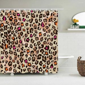 Cortinas de chuveiro 3D Padrão de leopardo sexy Padrão impermeável Tela de banheira Cortina de decoração caseira Banheiro impresso