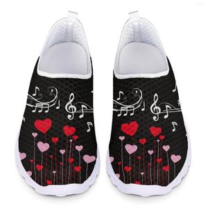 Casual Shoes Cute Music Notes Print Summer Super Light Woman Flat Loafers Women Mesh Slip On Flats Sneaker Ladies Sneakers