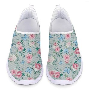 Casual Shoes Flower 3d blommortryck Summer Woman Flat Penny Loafers Women Mesh Slip On Flats Sneaker Ladies Sneakers