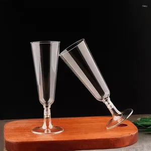 Tek kullanımlık fincan pipetler 6pcs plastik şarap şampanya gözlükleri flüt düğün duş kızartma parti tedarik net bir içecek yazılımı temiz hijyenik