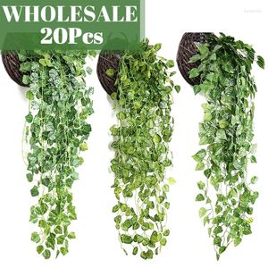 Decorative Flowers Wholesale 20pc 90cm Artificial Plants Vine Simulation Creeper Wall Hanging Green Fake Plant Rattan Home Garden Outdoor