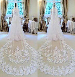 Custom Made White Lace Wedding Veils 2016 from Eifflebride with Embellished Gorgeous Applique About 3 Meter Cathedral Long Bridal 5046627