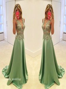 High Quality A Line Lime Green Evening Dress Sexy Custom Make Satin Applique Long Formal Special Occasion Dress Party Gown Plus Si8625950