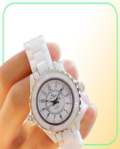 Fashion White Ceramic Quartz Ladies Watch Women Luxus Top Brand Handgelenk Uhren Genfer Designergeschenke für Relogio Feminino 210707283485050