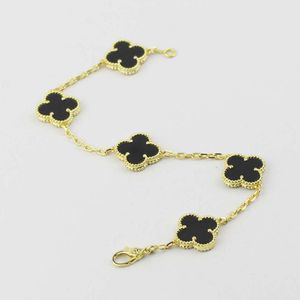 Luxury Classic Four Leaf Clover Diamond Charm Armband Designer 925 Sterling Silver Flower Chain 18K Guld Shell Wedding Mother 'Day Fashion Jewelry Women