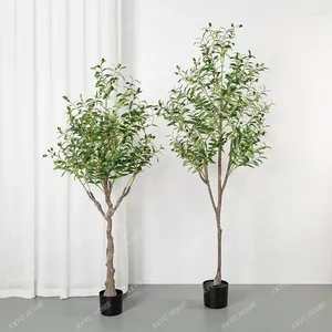 Flores decorativas Planta artificial Olive Tree em vaso em casa Piso interior piso interior grande janela verde shopping Decoração de árvores falsas