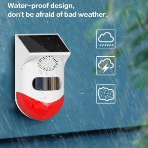 Siren Wireless Tuya Smart Life Инфракрасная детекторная система тревоги Solar Siran Siren Outdoor PIR Водонепроницаемый беспроводной стробоскоп используется с P108